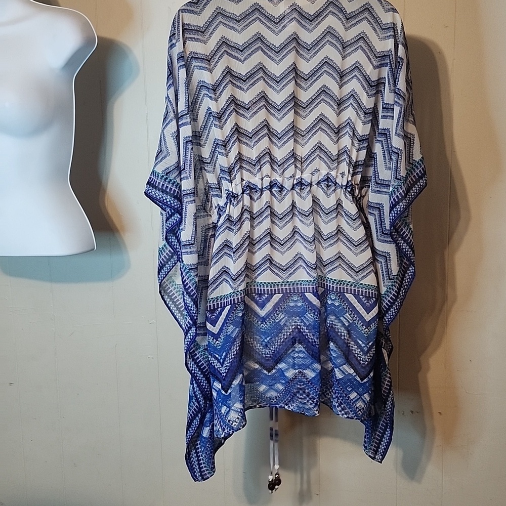 Chico's Blue and White Chevron Swim Coverup - Picture 2 of 4